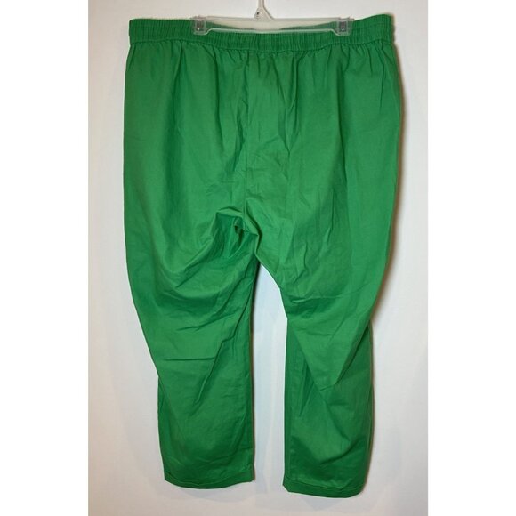 NWT J.Crew Linen Blend Pants Tie Waist Straight Leg Ankle Green Size 18 New - Picture 3 of 6